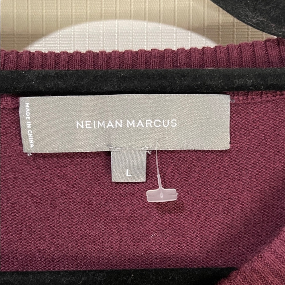 NWOT Neiman Marcus Men's Burgundy Crewneck Long Sleeve Sweater SZ Large - Picture 7 of 9